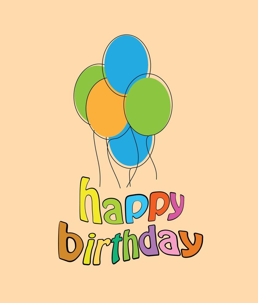 Happy birthday greeting design with balloon, vector
