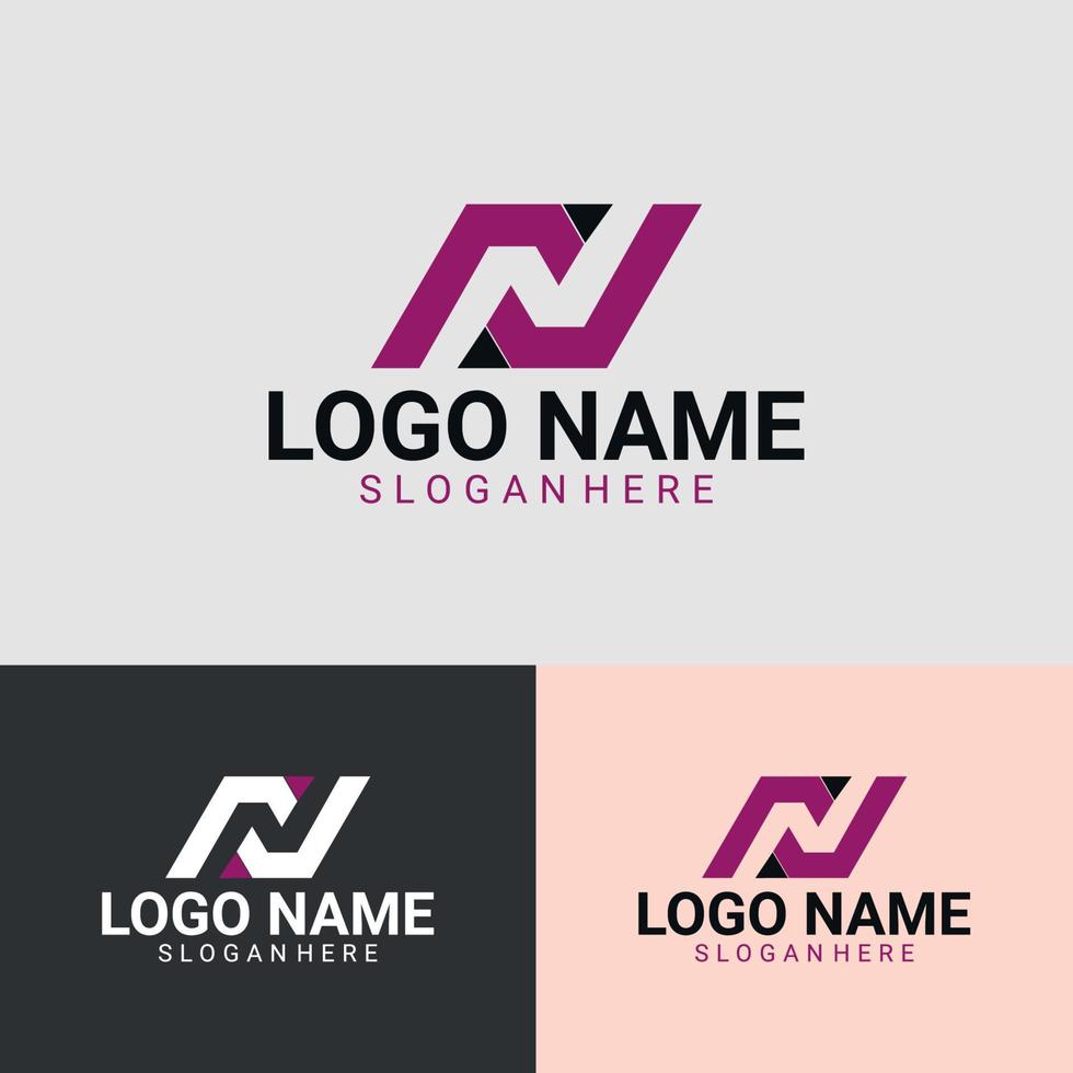 diseño de logotipo de letra nu vector