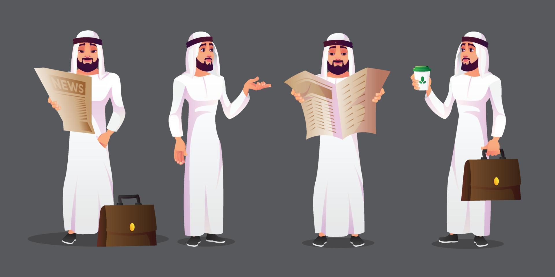 Illustration of Arab businessman character model set vector