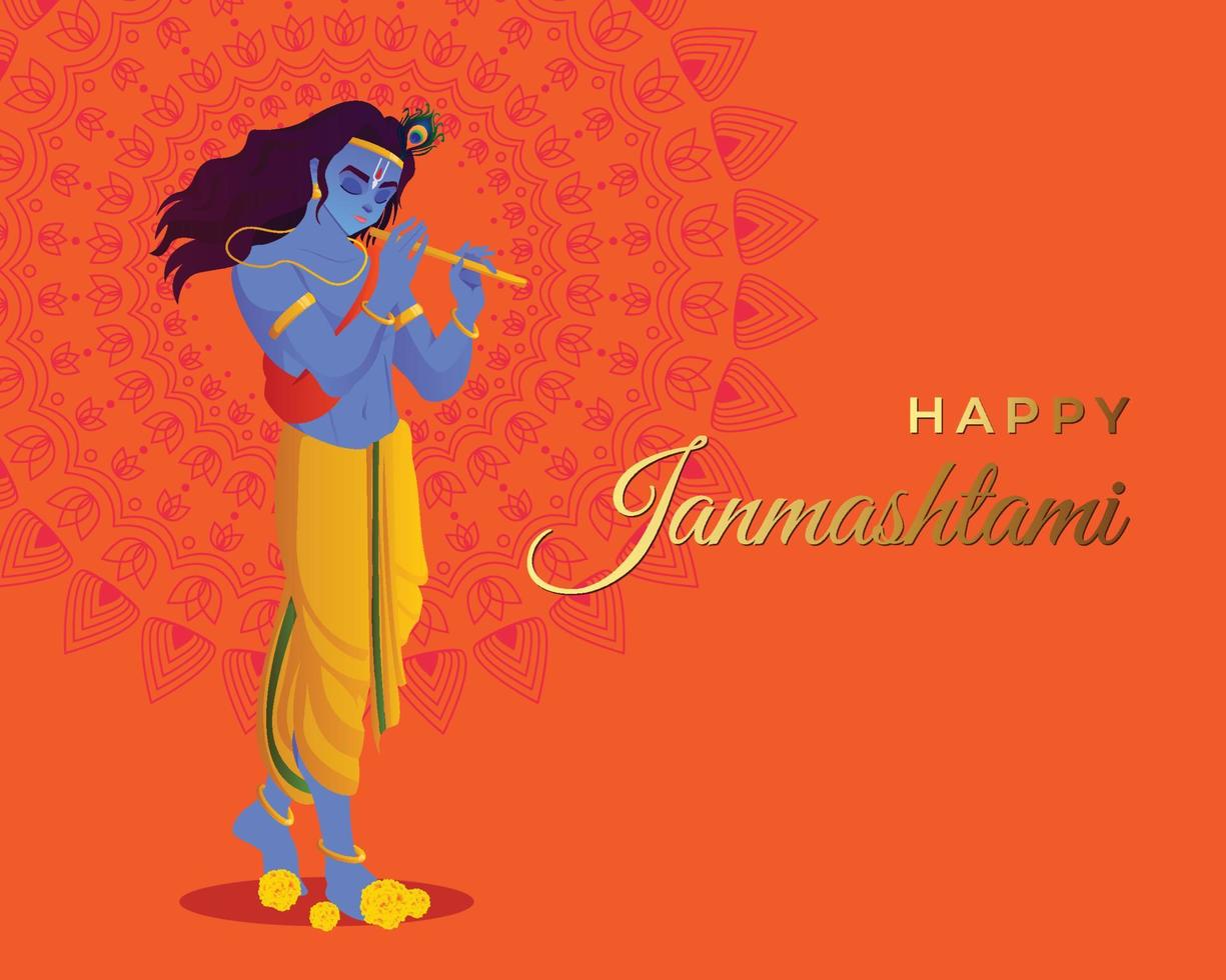 Happy janmashtami greeting card background vector