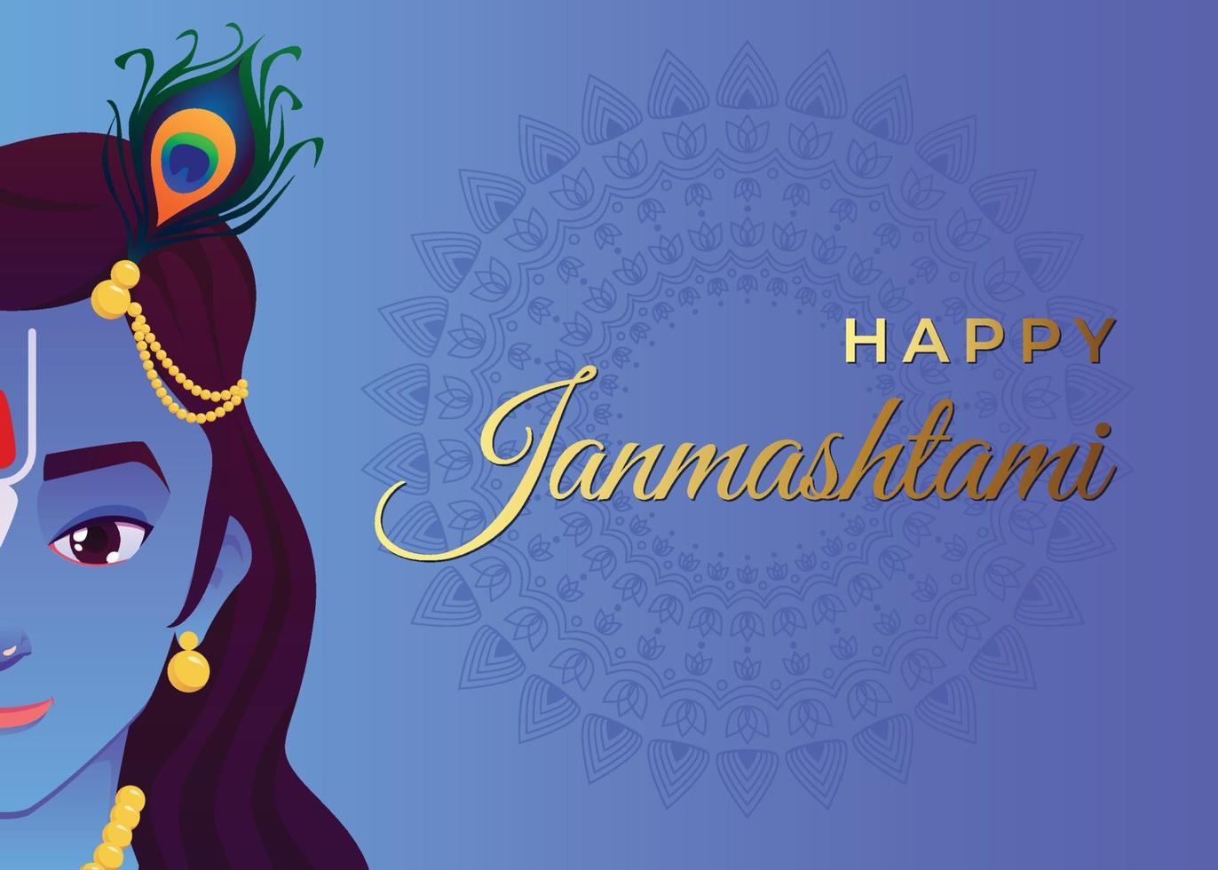 feliz janmashtami señor krishna cumpleaños festival diseño de fondo vector