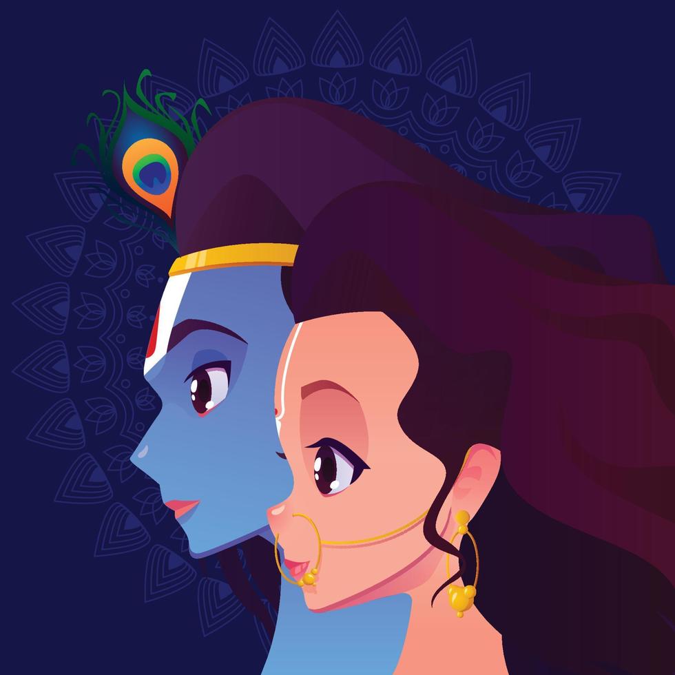 shree krishna con radha janmashtami diseño de plantilla de festival indio vector