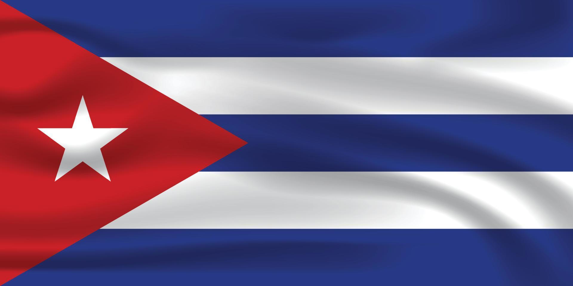 The Realistic National Flag of Cuba vector