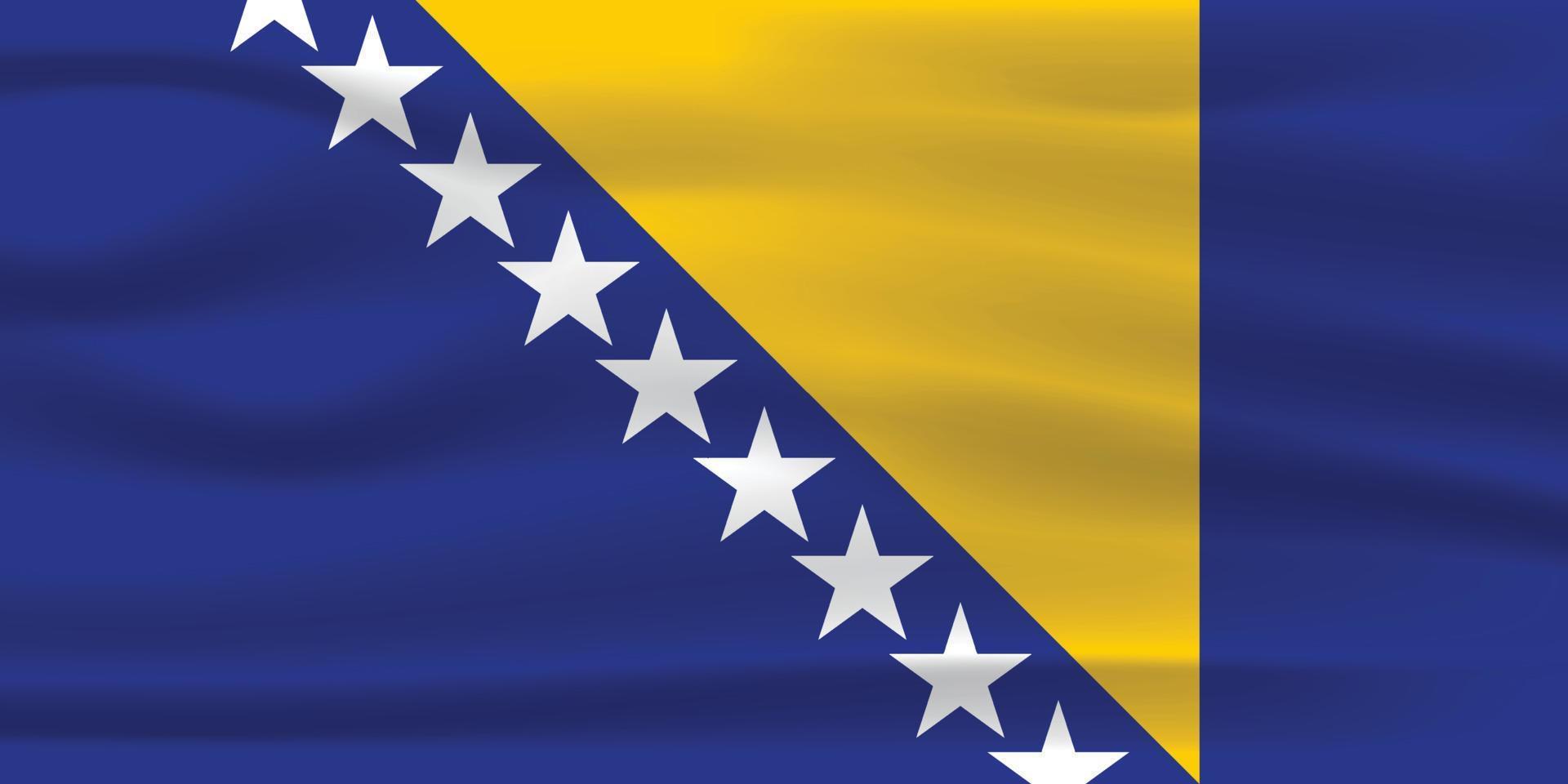 The Realistic National Flag of Bosnia and Herzegovina vector