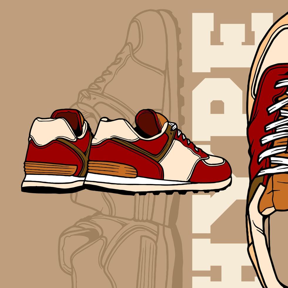 Hand Drawn Sneakers Illustration vector