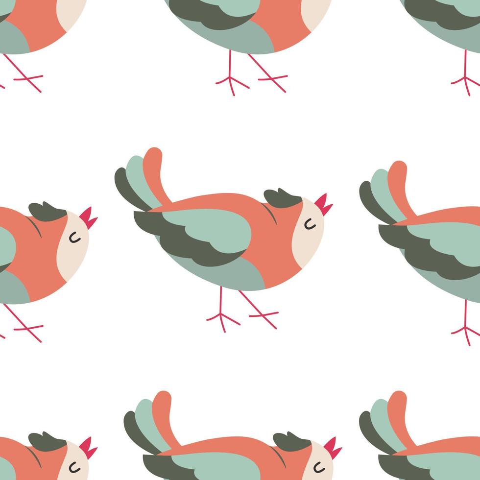 Colorful birds seamless pattern. Exotic birds in different print poses. Vector illustration