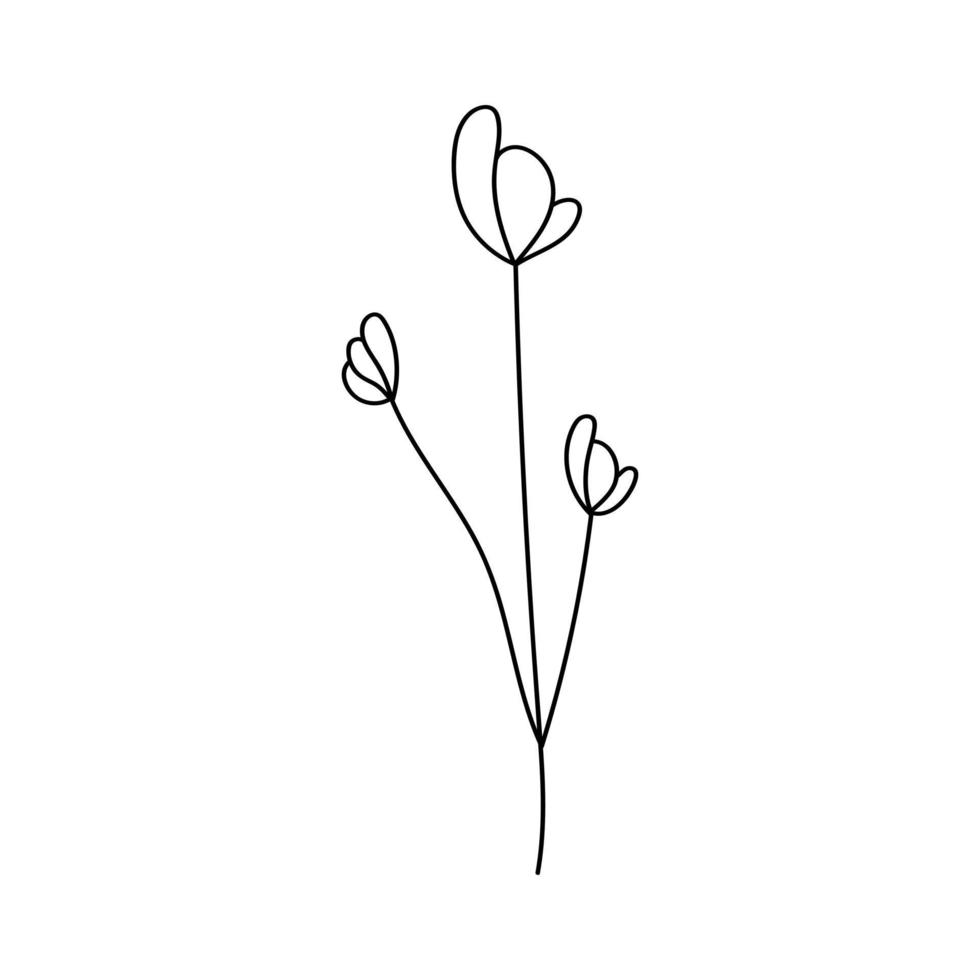 Illustration of a flower, silhouette of a twig with flowers and leaves ...