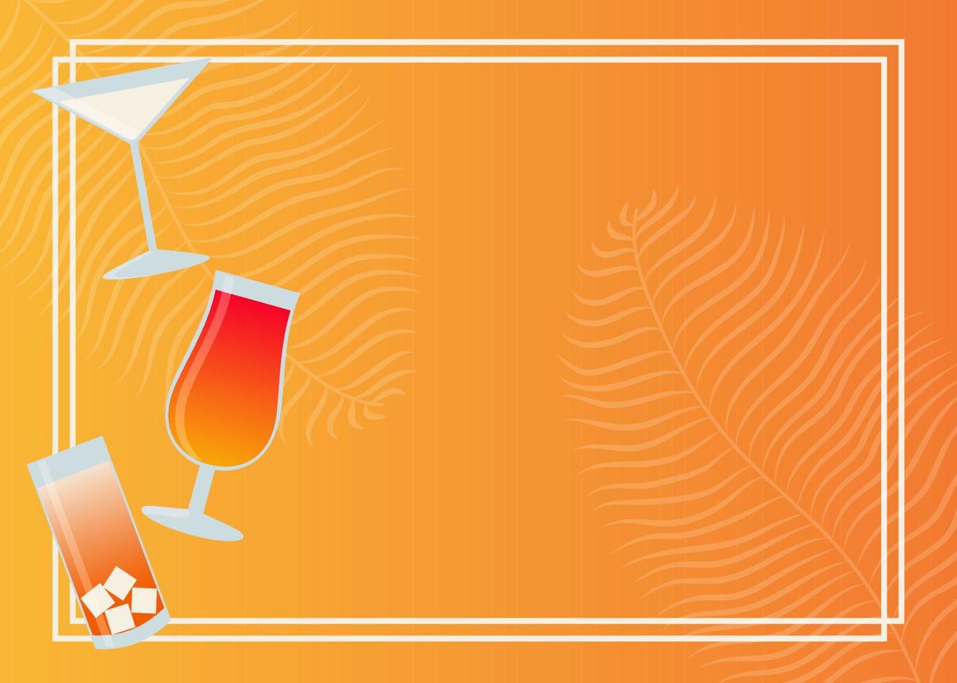 Summer cocktails frame. Template for poster, menu, invitation, recipe and flyer vector