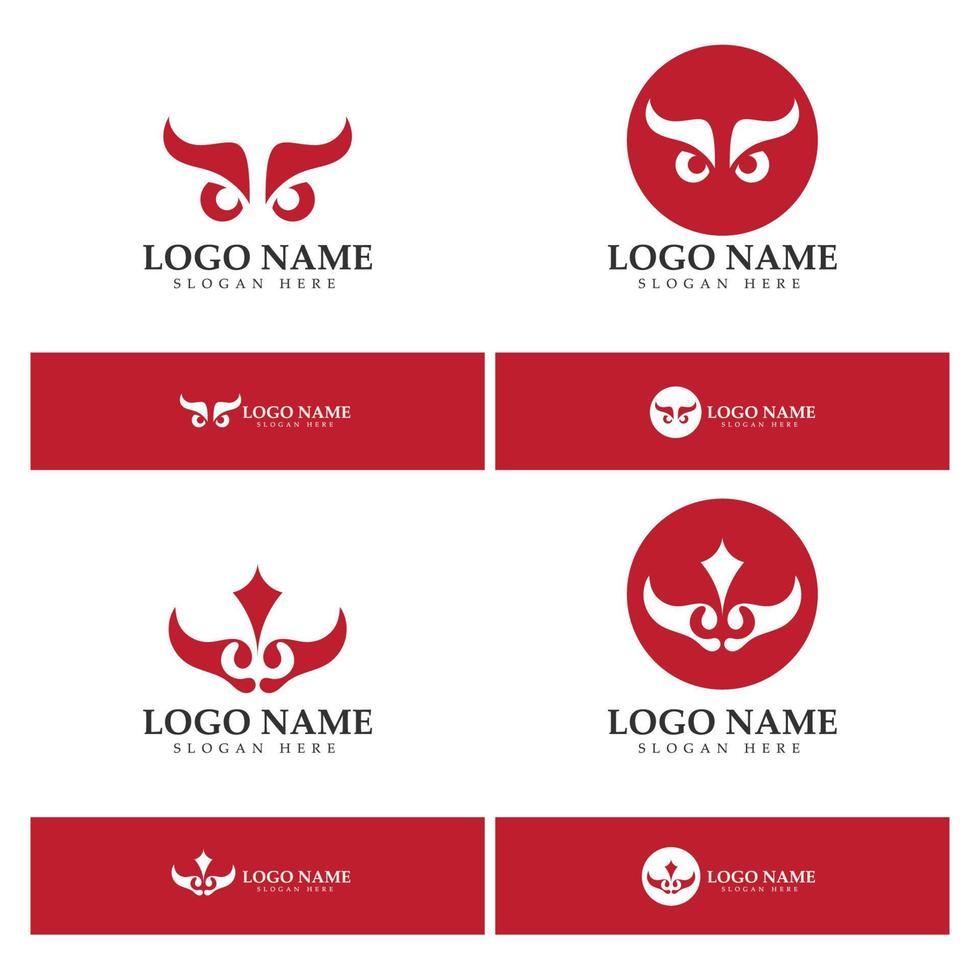 Plantilla de ilustración de diseño de logotipo de icono de vector de cuerno de diablo