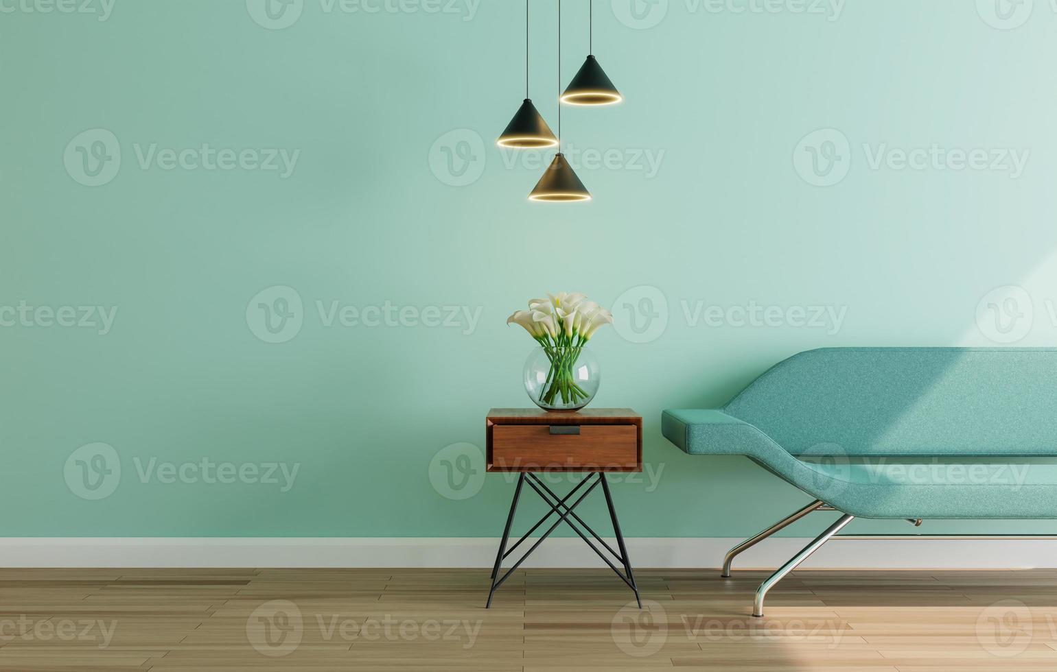 cooking room with a dinning table - wall. 3D rendering. photo