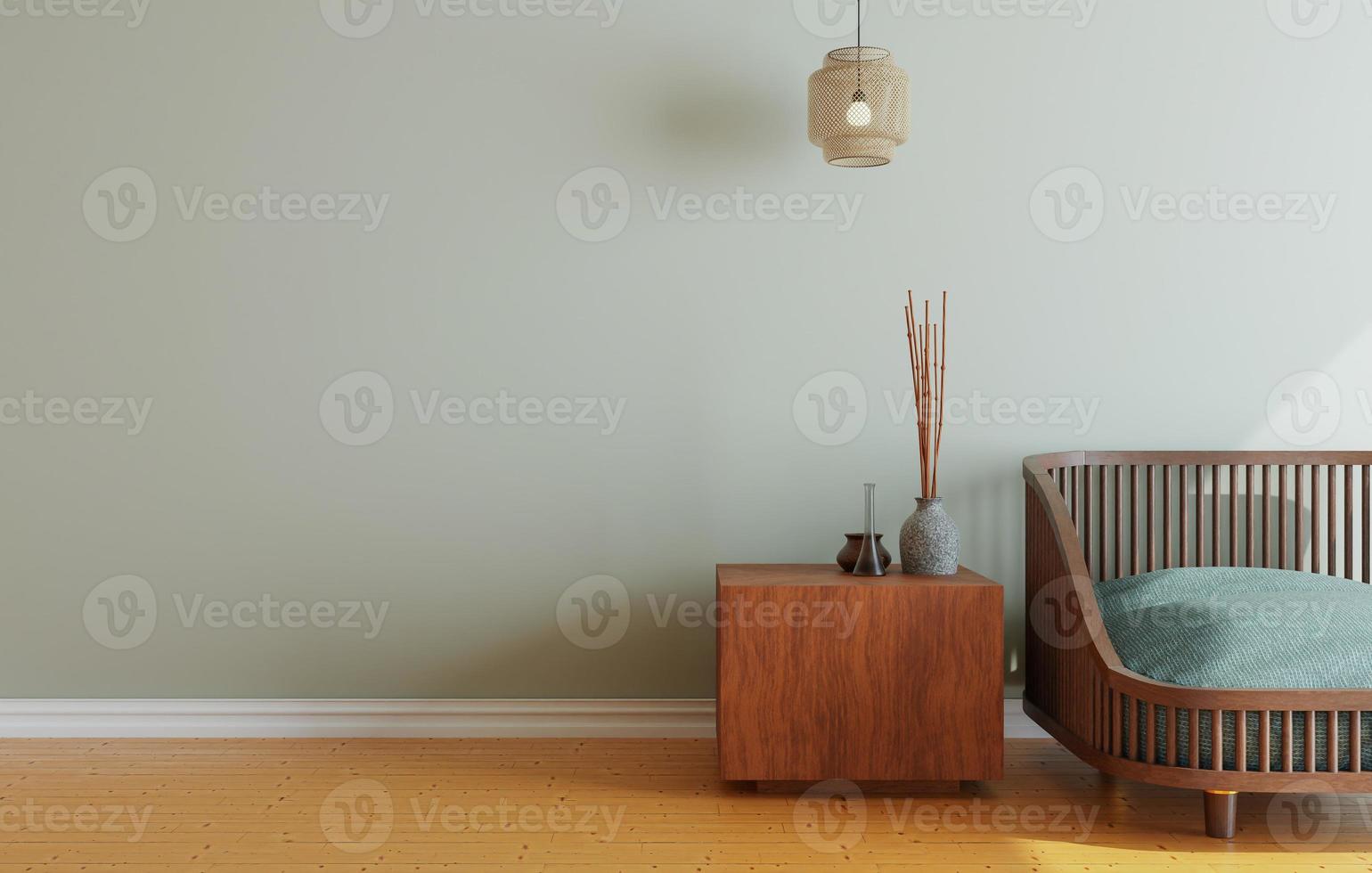 minimal interior style poster Mock up the living room wall with modern sofa and decorations in the living room.  copy space. 3D rendering. photo