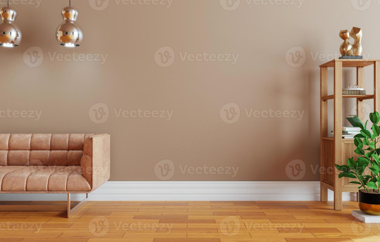 minimal interior style poster Mock up the living room wall with modern sofa and decorations in the living room.  copy space. 3D rendering. photo