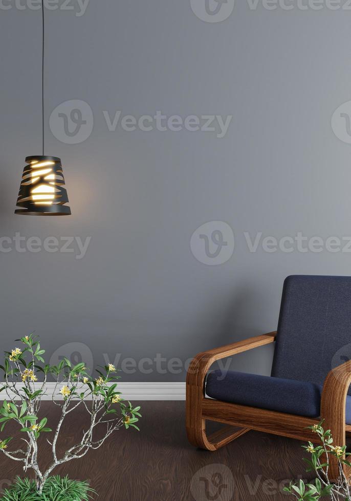 minimal interior style poster Mock up the living room wall in white with modern sofa and decorations in the living room.  copy space. 3D rendering. photo