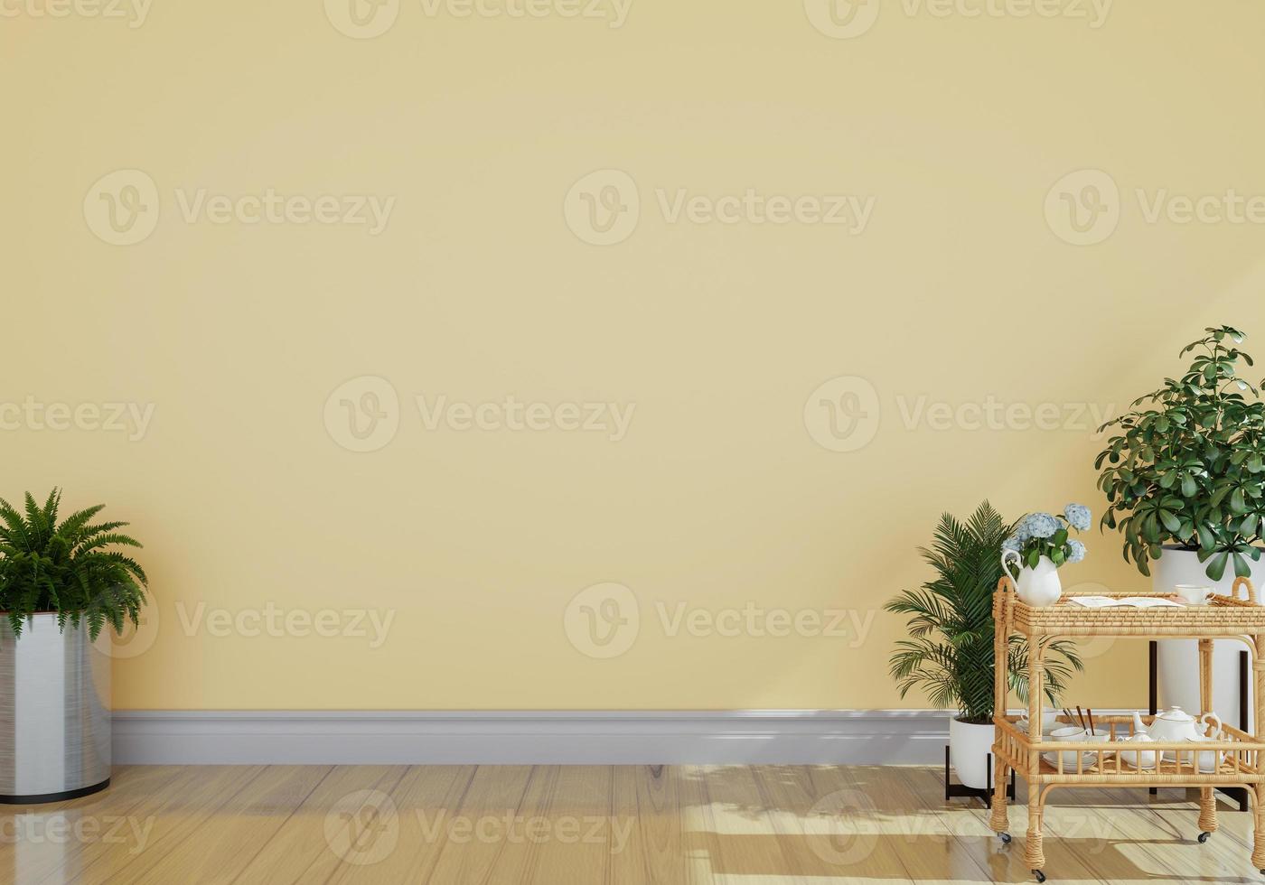 minimal interior style poster Mock up the living room wall in white with modern sofa and decorations in the living room.  copy space. 3D rendering. photo