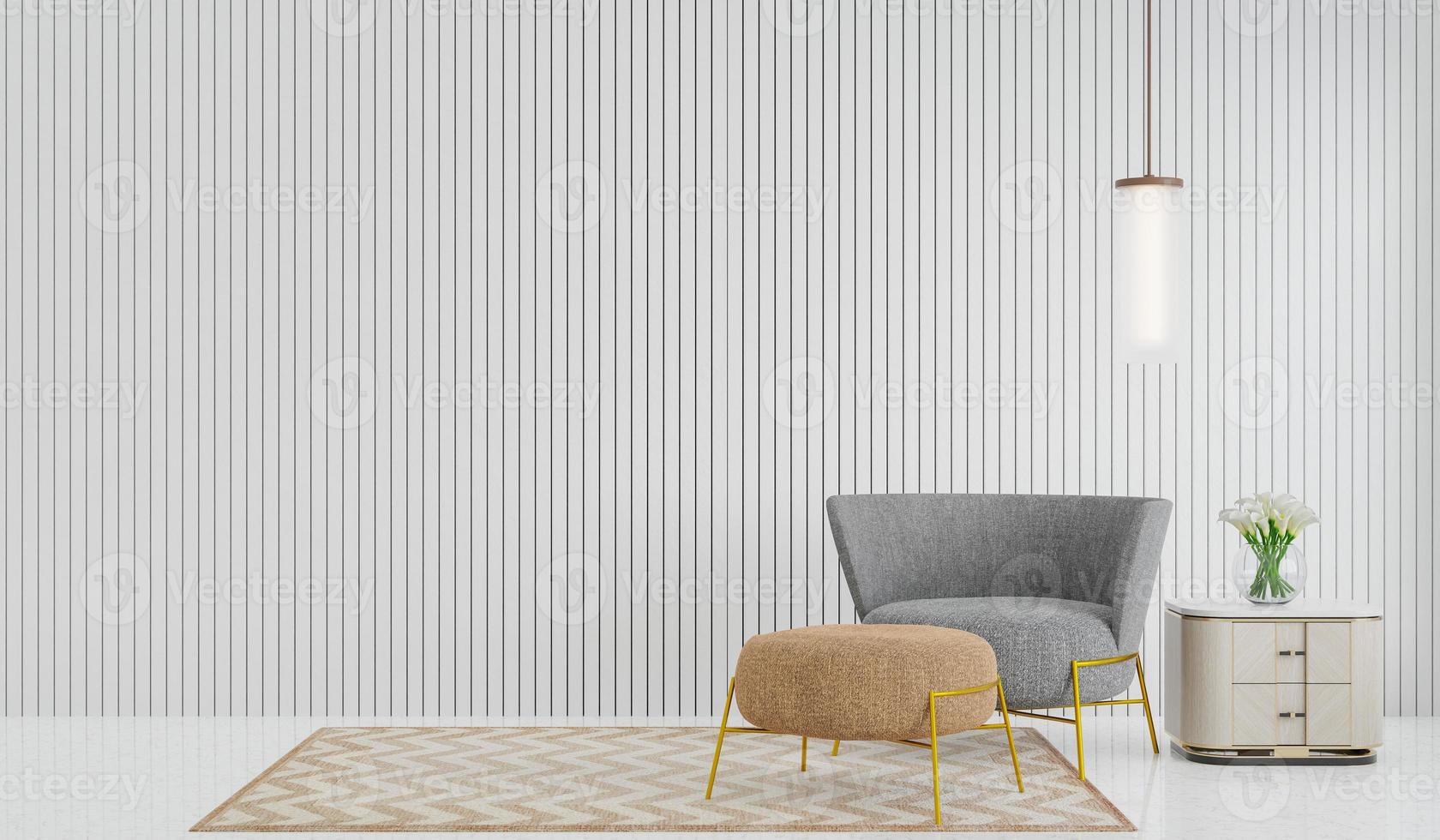 Kitchen room with a dinning table - wall. 3D rendering. photo