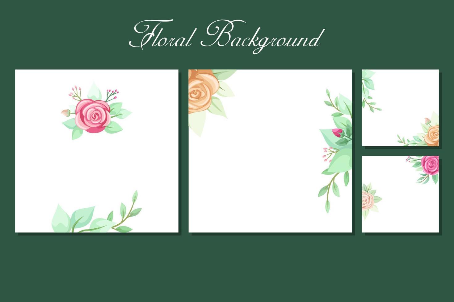 Square background with rose and greenery frame border for social media post template, greeting card, wedding or engagement invitation and poster design vector