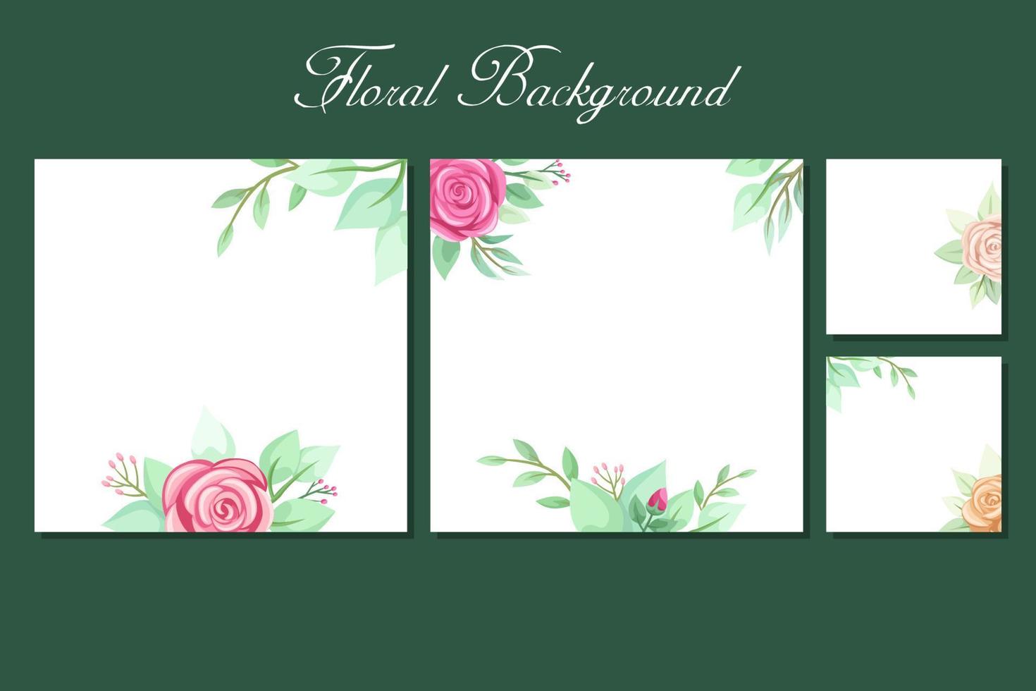 Square background with rose and greenery frame border for social media post template, greeting card, wedding or engagement invitation and poster design vector