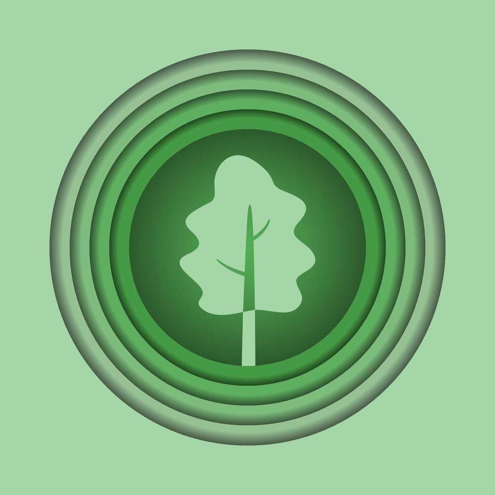 Tree shape in paper cut out style, illustration on green energy subject. vector