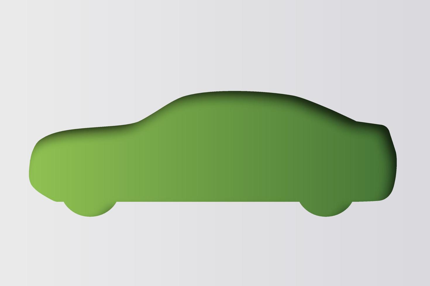 Ilustración de vector de coche verde conceptual inusual simple en estilo de corte de papel.