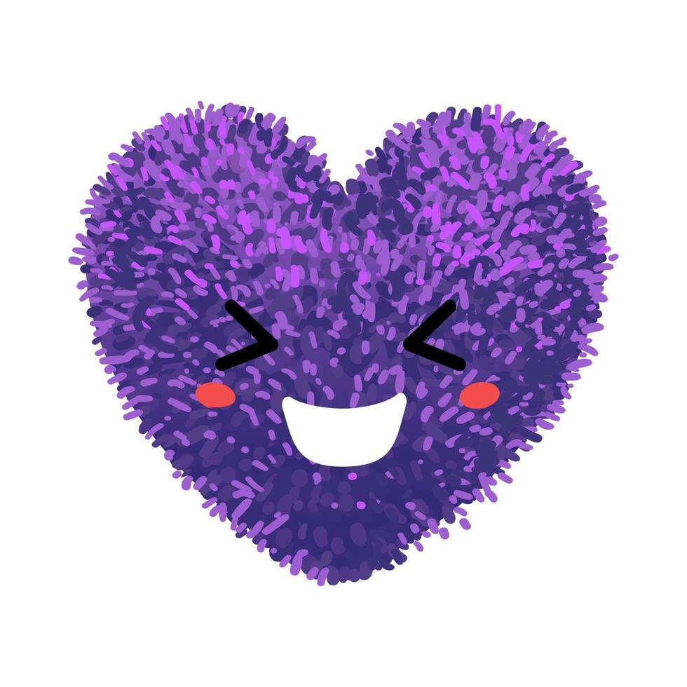 Vector Colorful Illustration of Soft Toy in the Shape of a Heart with cute face isolated on white background