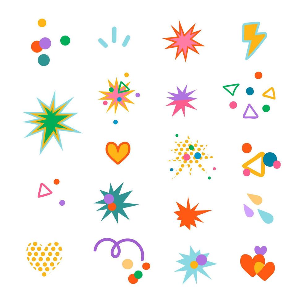 Vector colorful modern set with hand drawn doodle abstract design elements. Can be used for design greeting cards, poster, card, packaging paper design