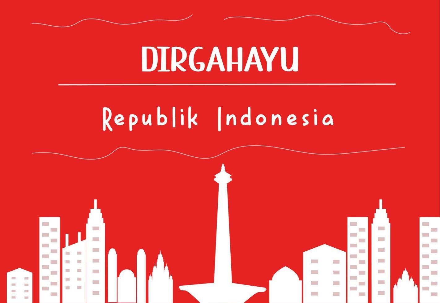 Indonesian National Monument and City Scape Vector Illustration fit for Indonesian Independent Day Celebration Poster and Background