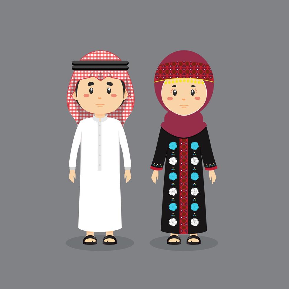 Couple Character Jordania Wearing Traditional Dress vector