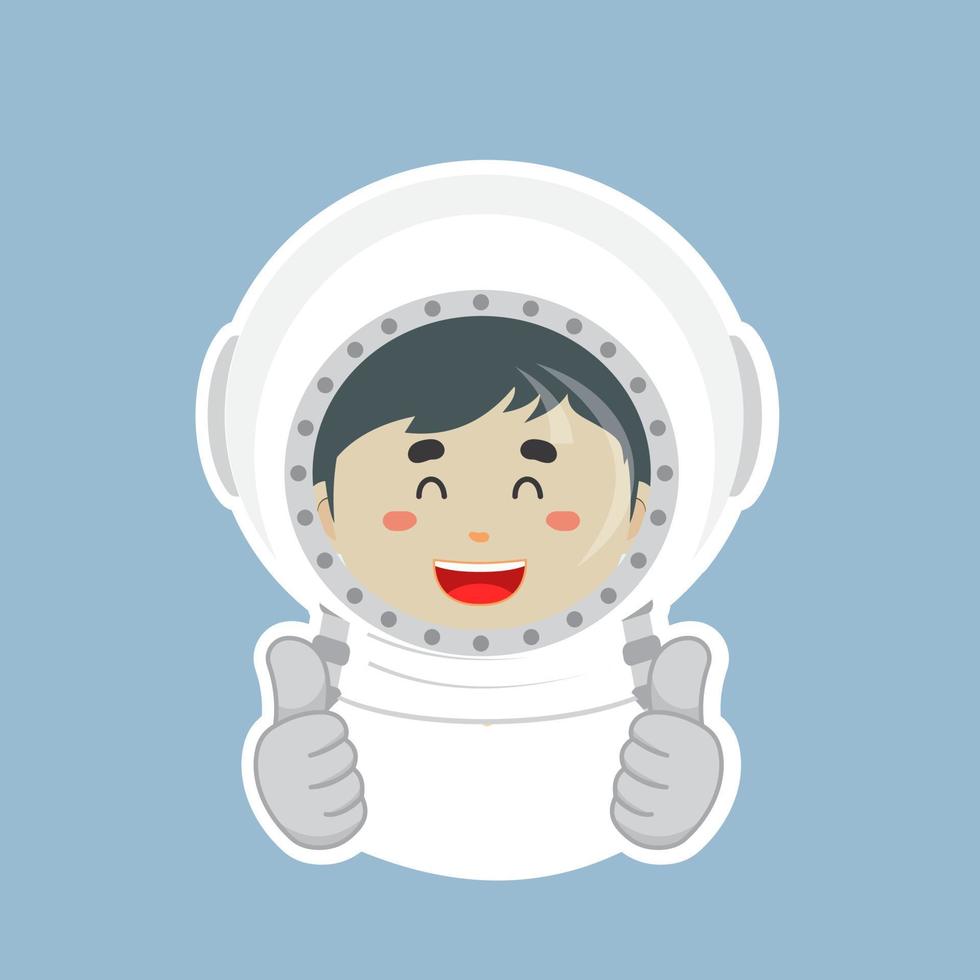 pegatina de personaje de astronauta feliz vector