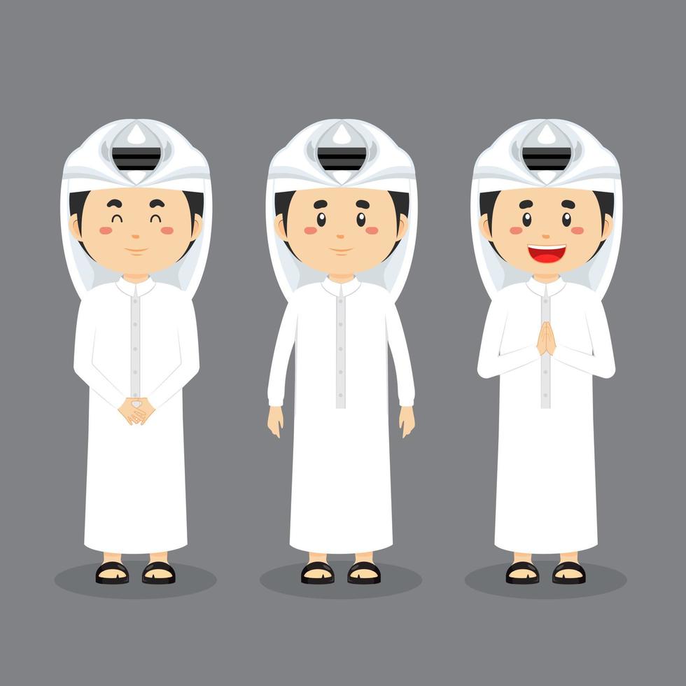 Qatar Character with Various Expression vector