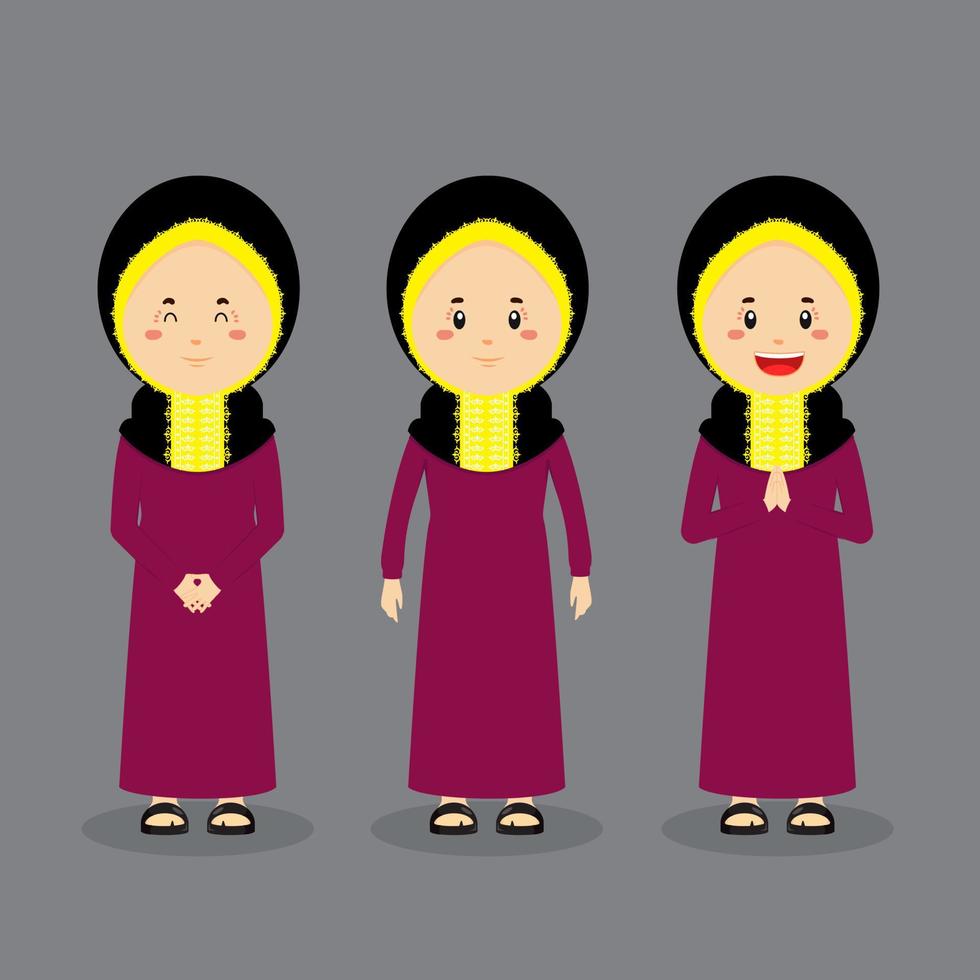 personaje qatar con varias expresiones vector