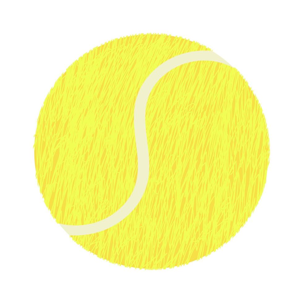 Vector ilustración colorida de pelota de tenis aislado sobre fondo blanco.