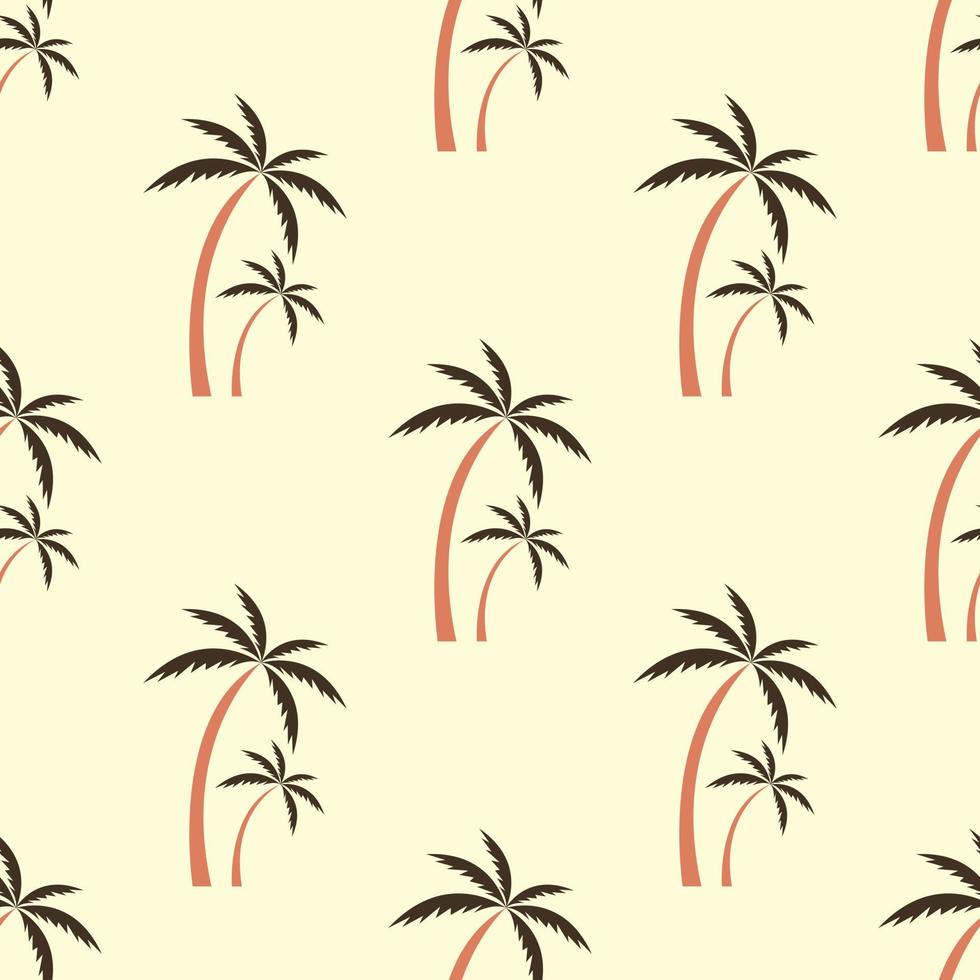 Vintage tropical palm trees on belgie background. Cute doodle summer template with palm tree. Holiday island mood paradise. Exotic jungle printing. Hand drawn trendy seamless pattern. vector