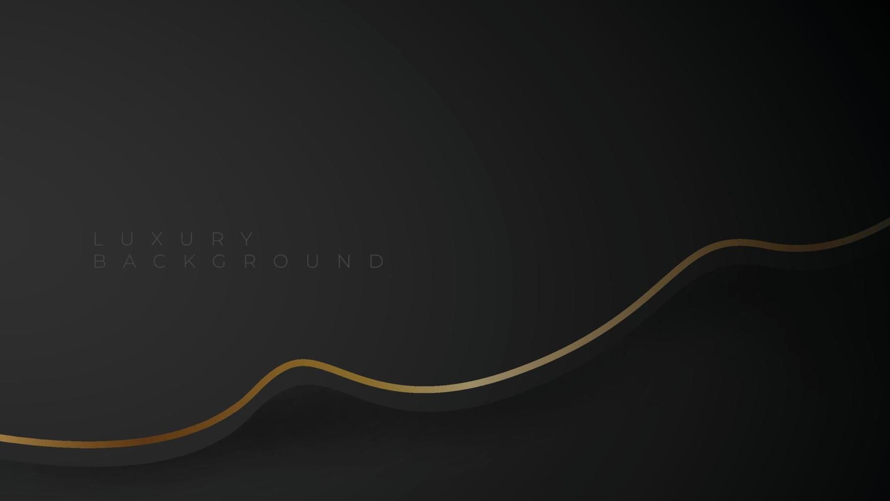 Abstract black wave and gold lines background. Dark wavy shape with golden lines. Luxury background vector illustration.