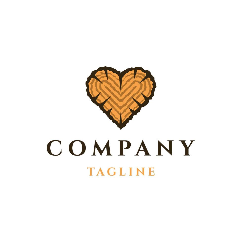 Heart of wooden logo design template flat vector
