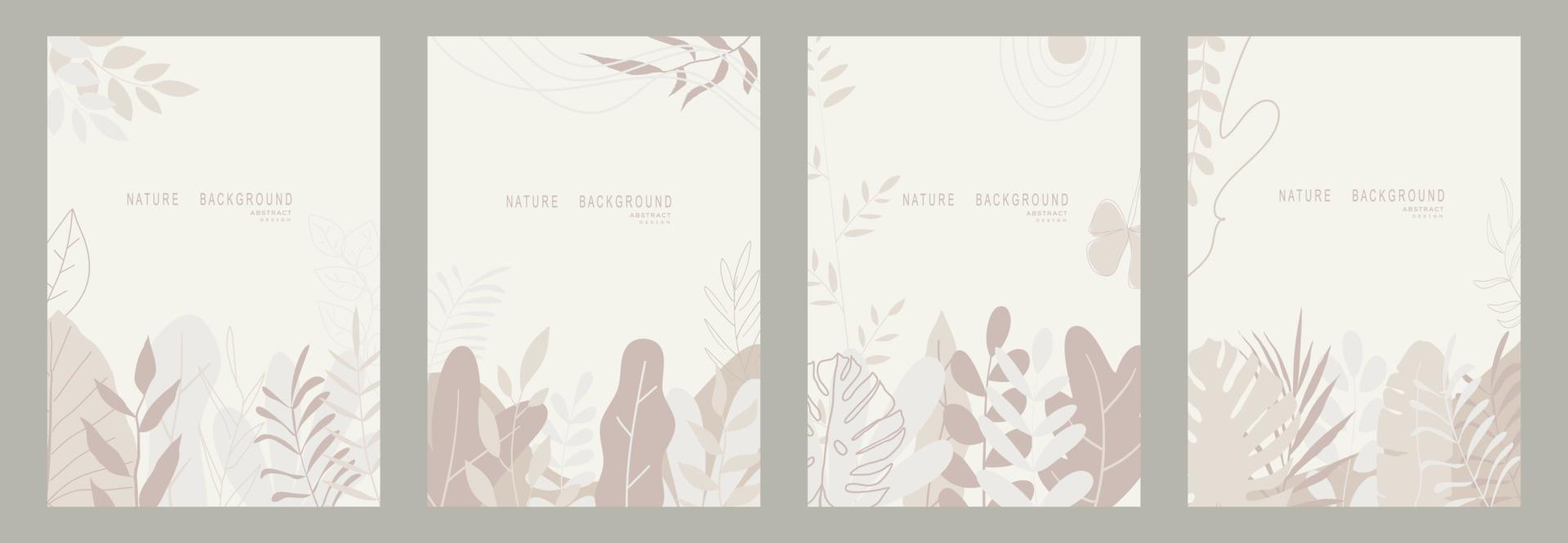 Abstract nature background with leaves and plants. Copy space for text. Vector illustration