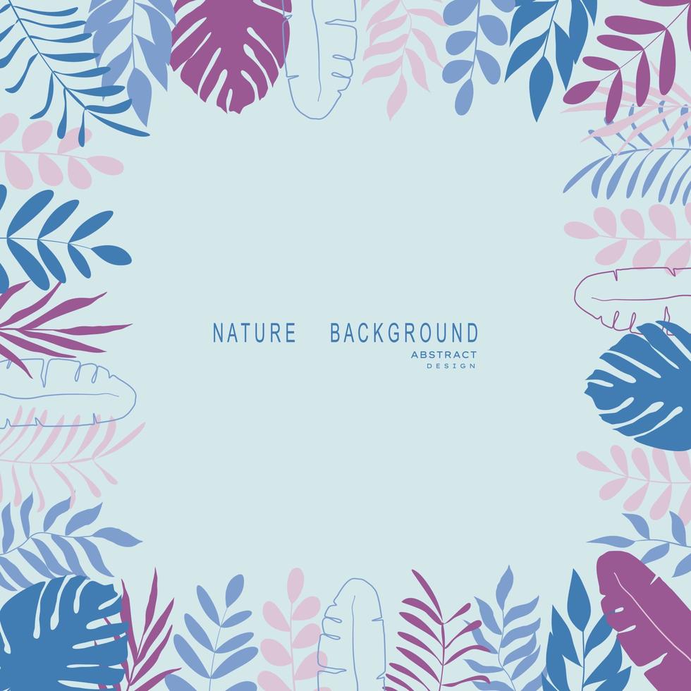 Abstract nature background with leaves and plants. Copy space for text. Vector illustration