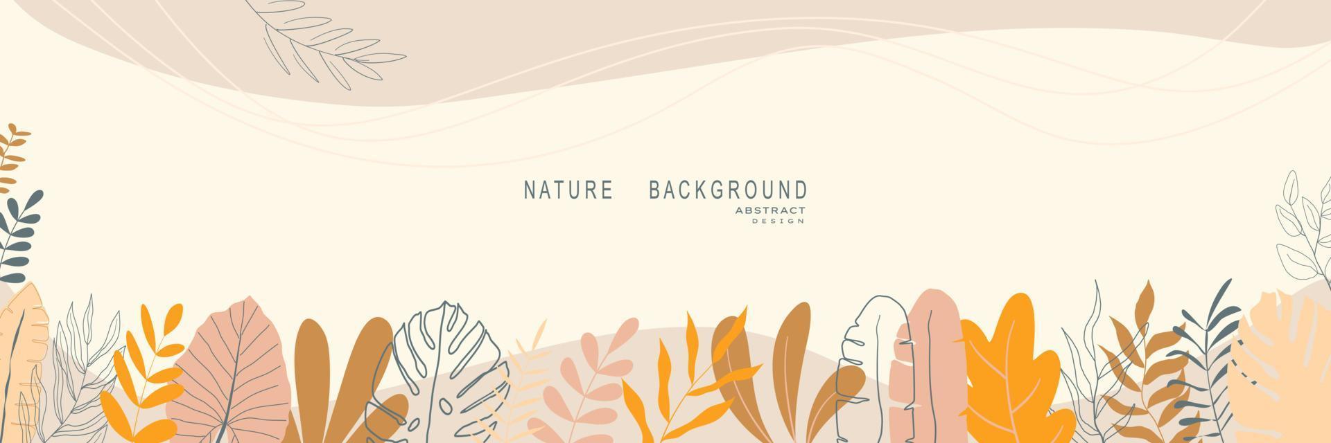 Abstract nature background with leaves and plants. Copy space for text. Vector illustration