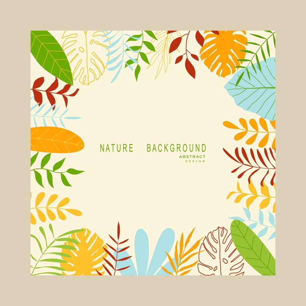 Abstract nature background with leaves and plants. Copy space for text. Vector illustration