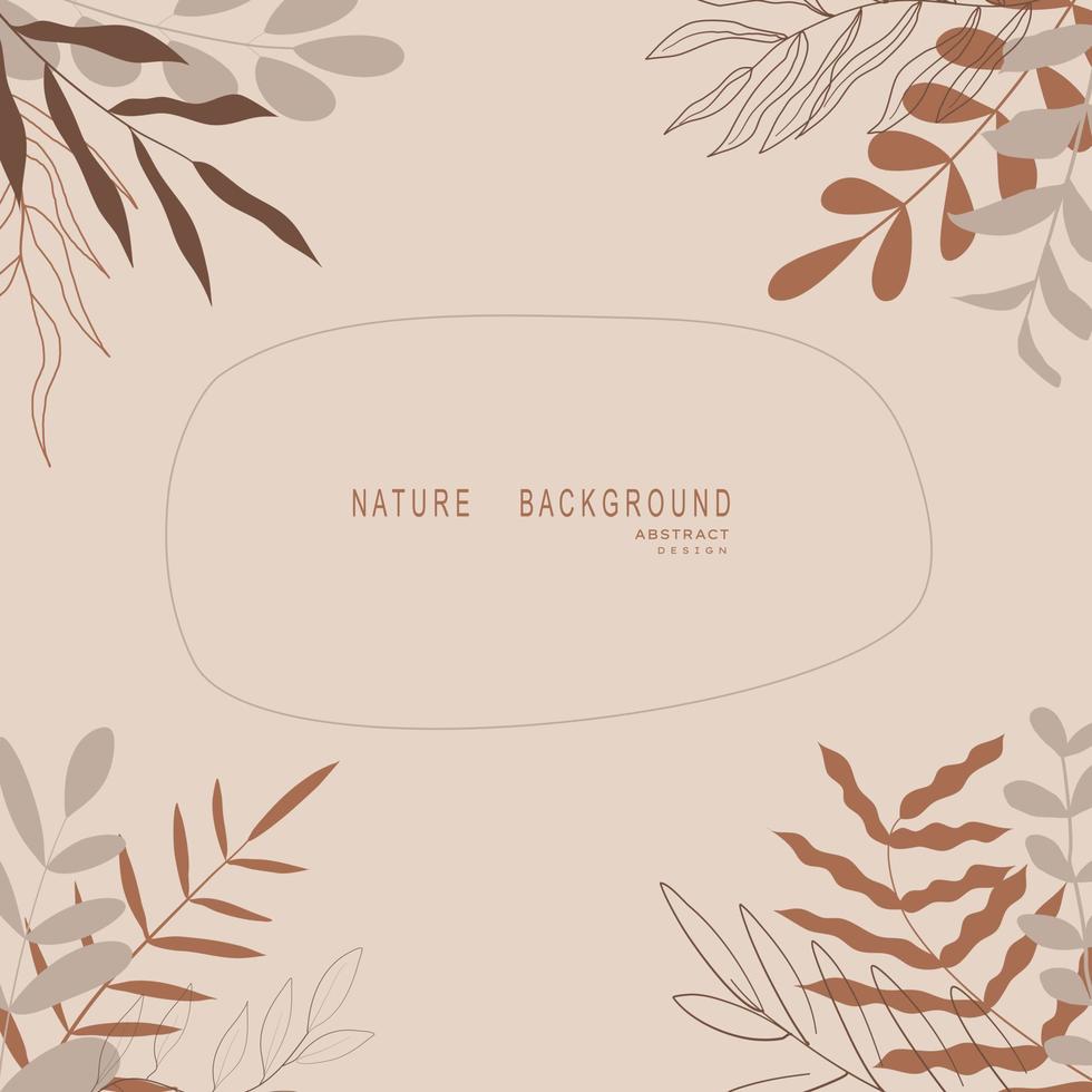 Abstract nature background with leaves and plants. Copy space for text. Vector illustration