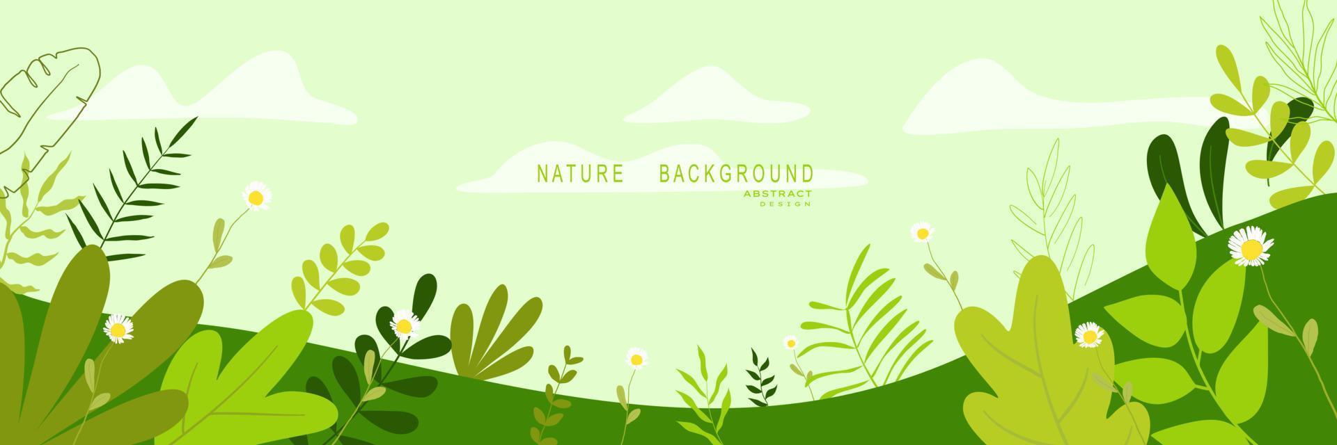 Abstract nature background with leaves and plants. Copy space for text. Vector illustration