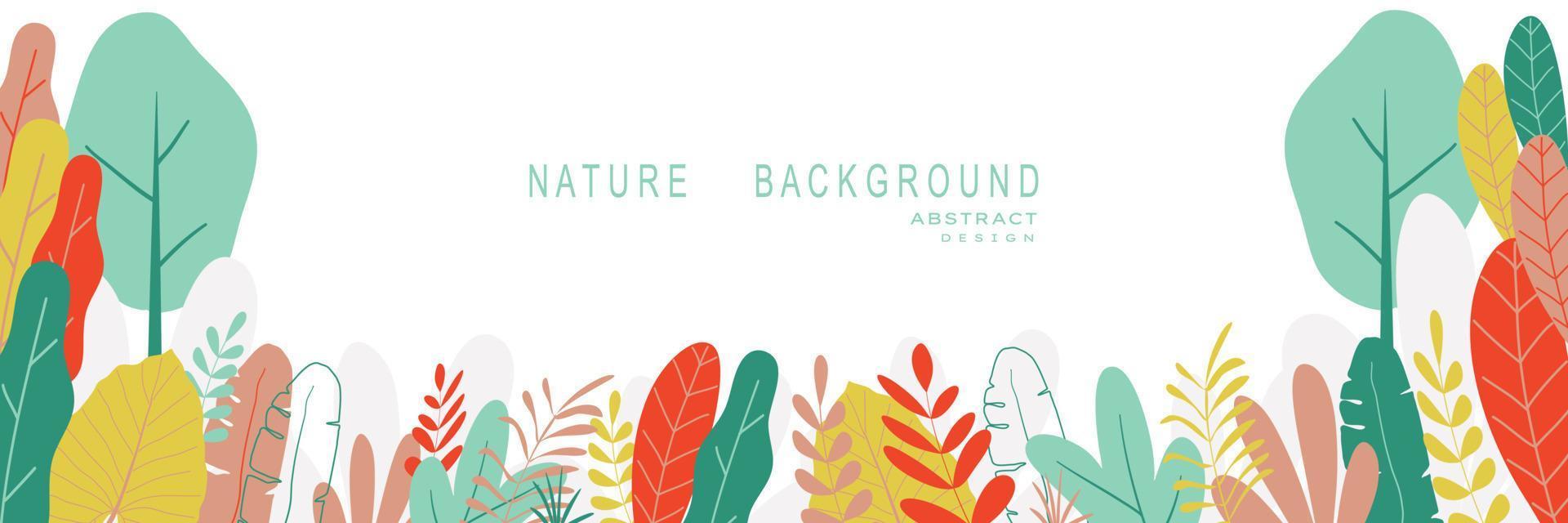 Abstract nature background with leaves and plants. Copy space for text. Vector illustration