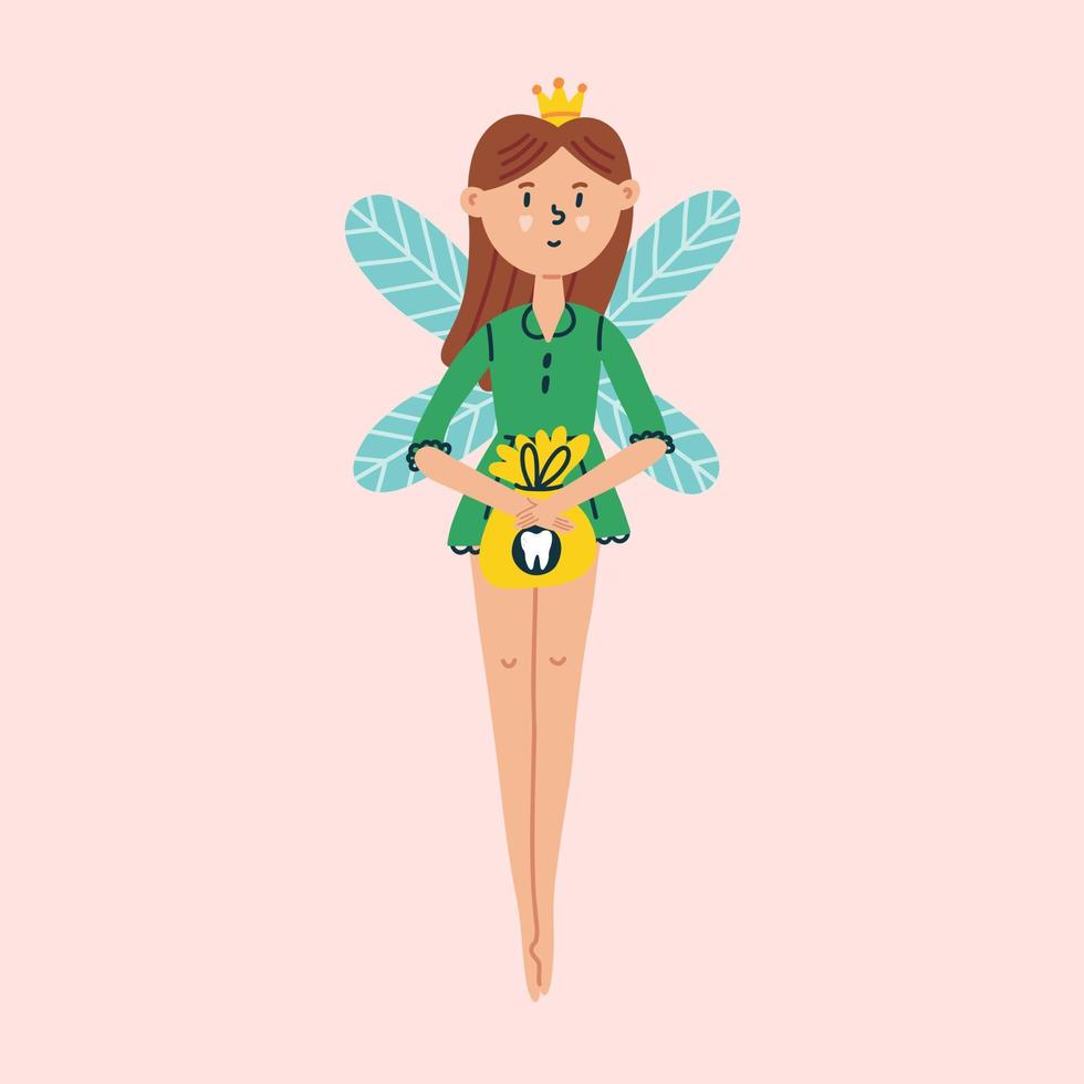 Tooth fairy with a bag of teeth vector