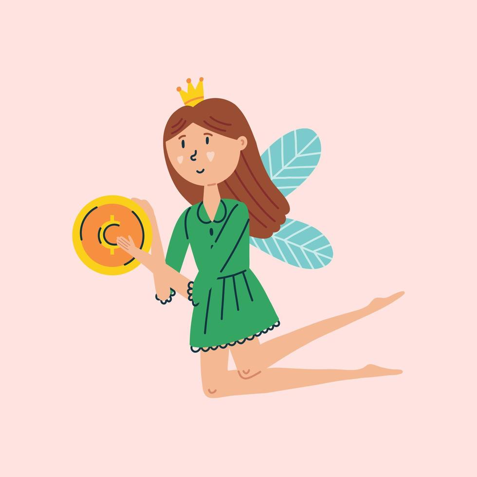 Tooth Fairy with Coin Cent vector