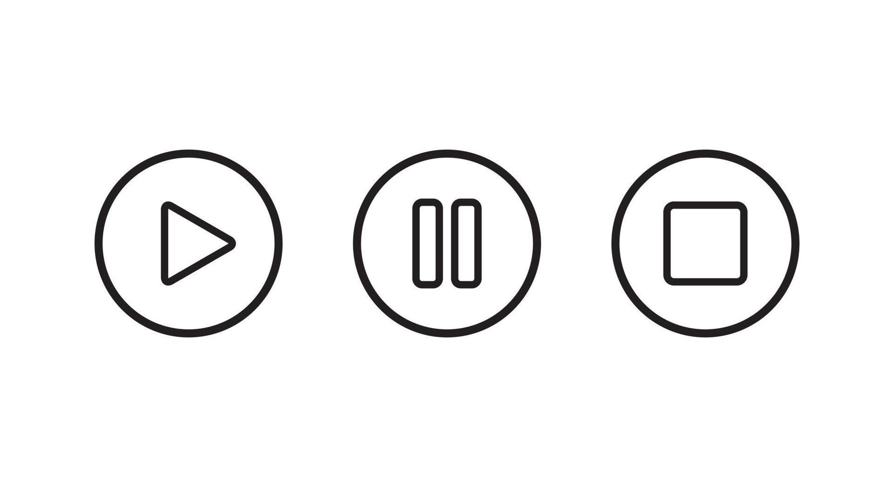 Play, pause, and stop icon vector in line style