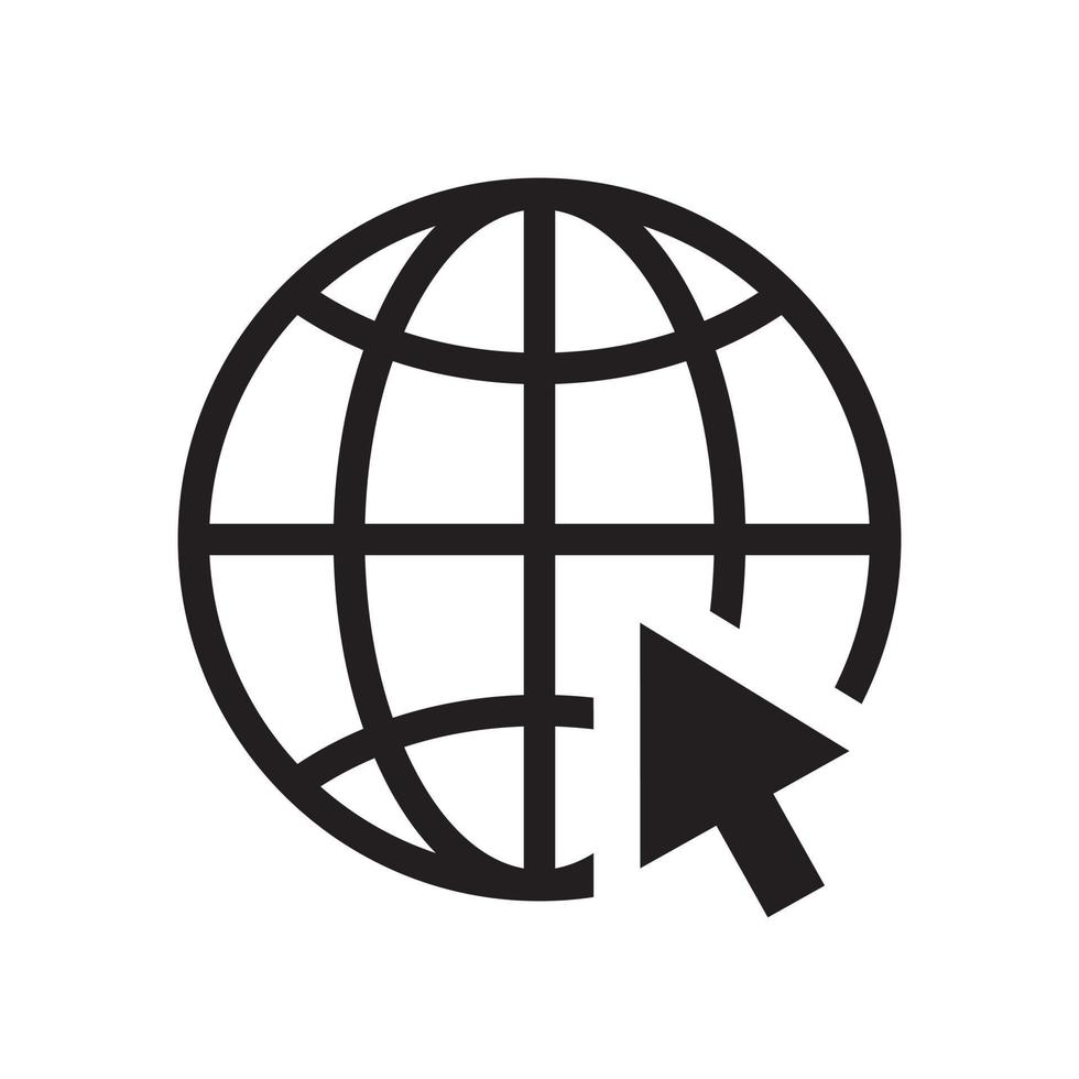 Click website, globe, internet icon vector in trendy style