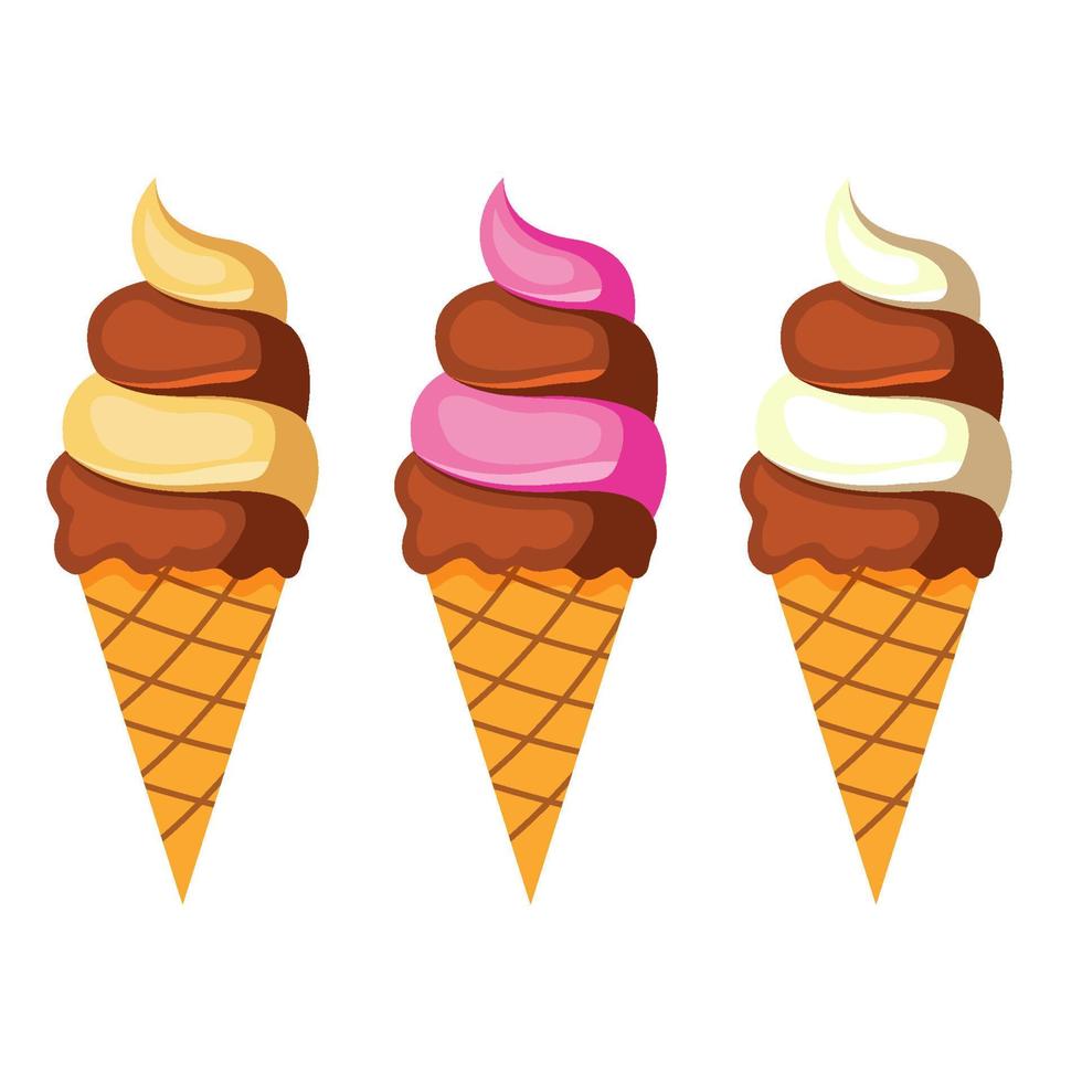 Cartoon Ice Cream Illustration Set Vector