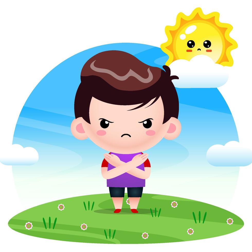Boy Showing No Hand Gestures vector