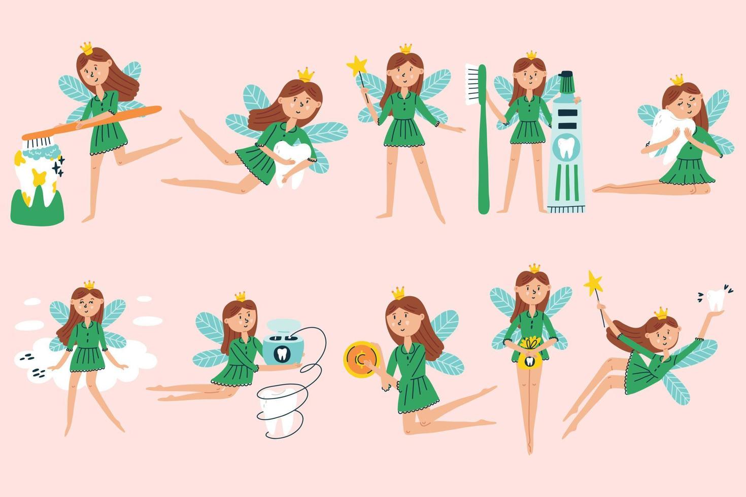 Big collection of fairy tooth fairy characters vector