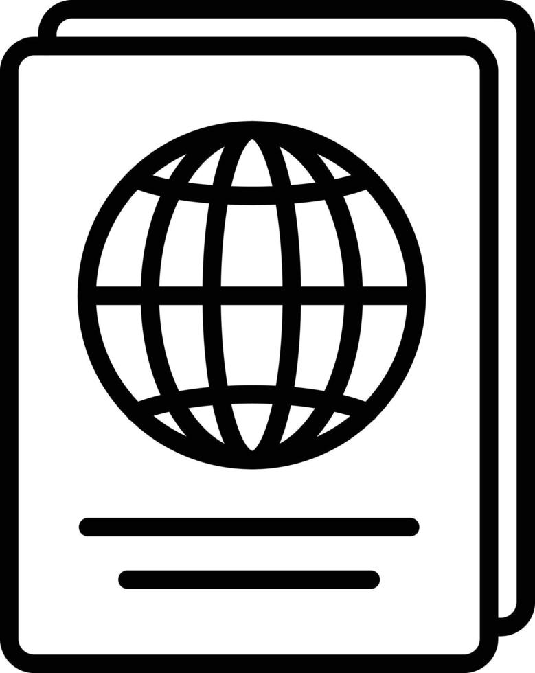 icono de línea de vector de pasaporte