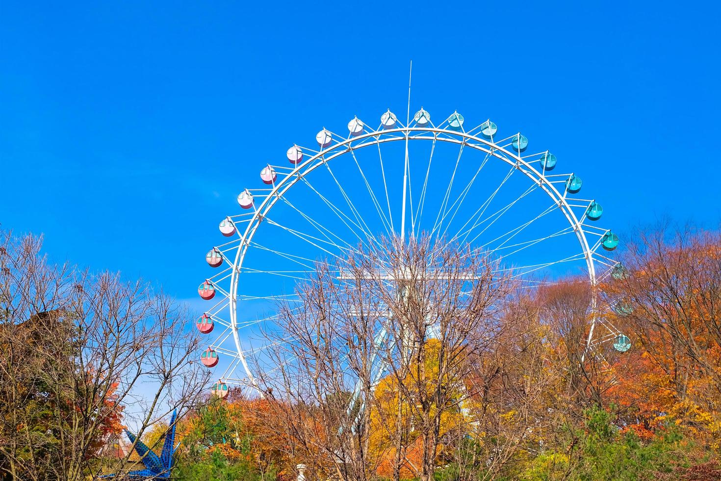 rueda de la fortuna y parque de atracciones en everland corea del sur. foto